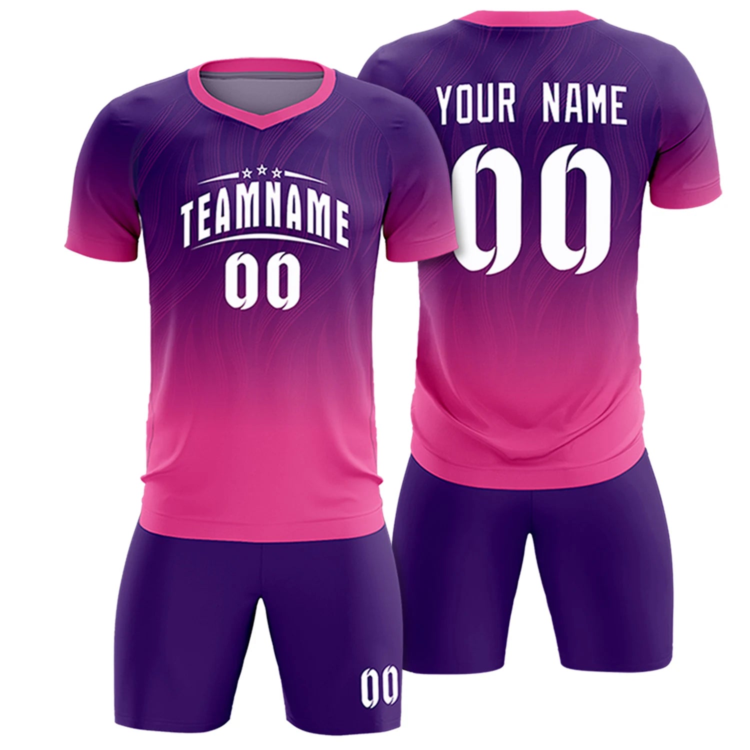 Custom Purple Pink Printing Sportswear Soccer Sets Jersey