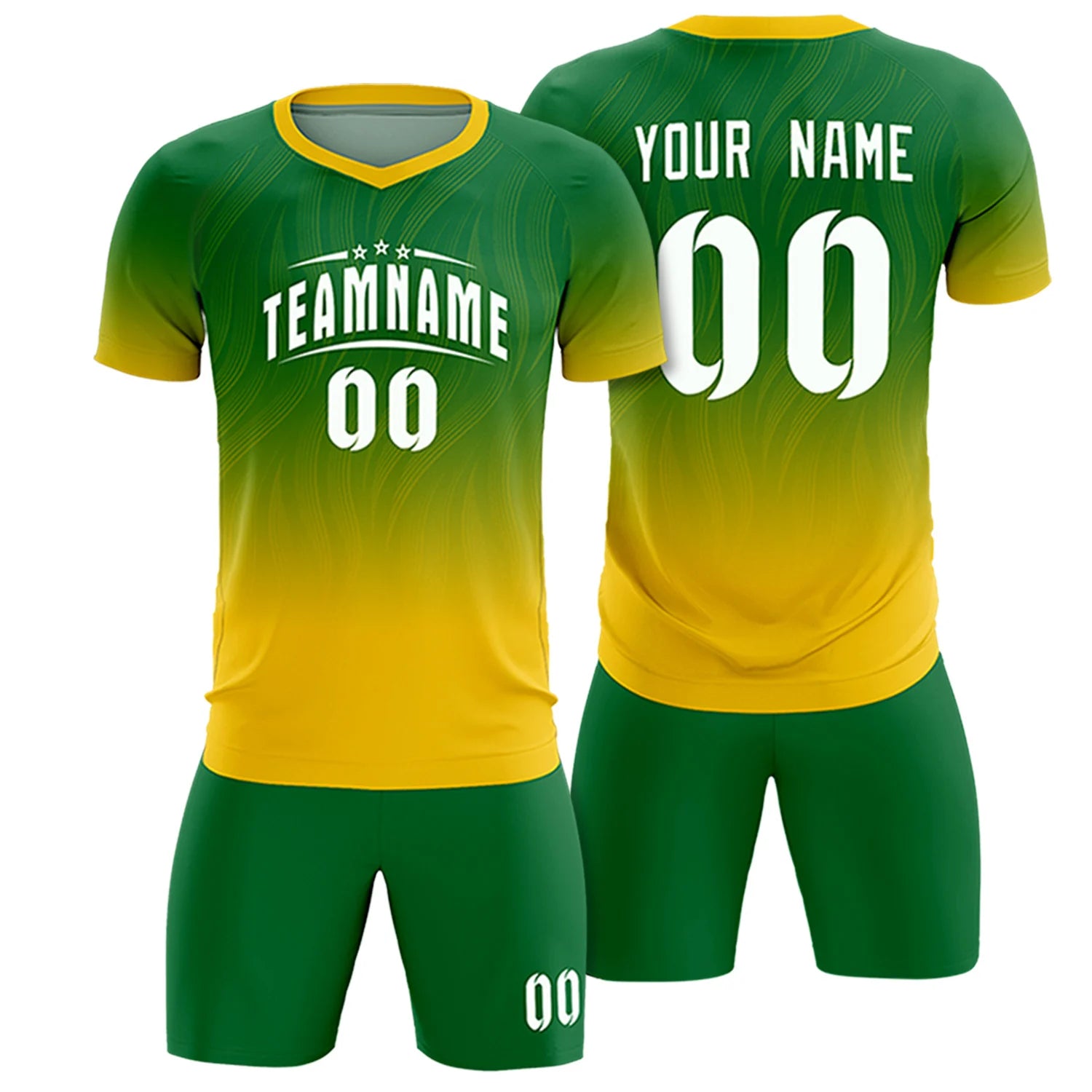 Custom Kelly Green Gold01 Printing Sportswear Soccer Sets Jersey