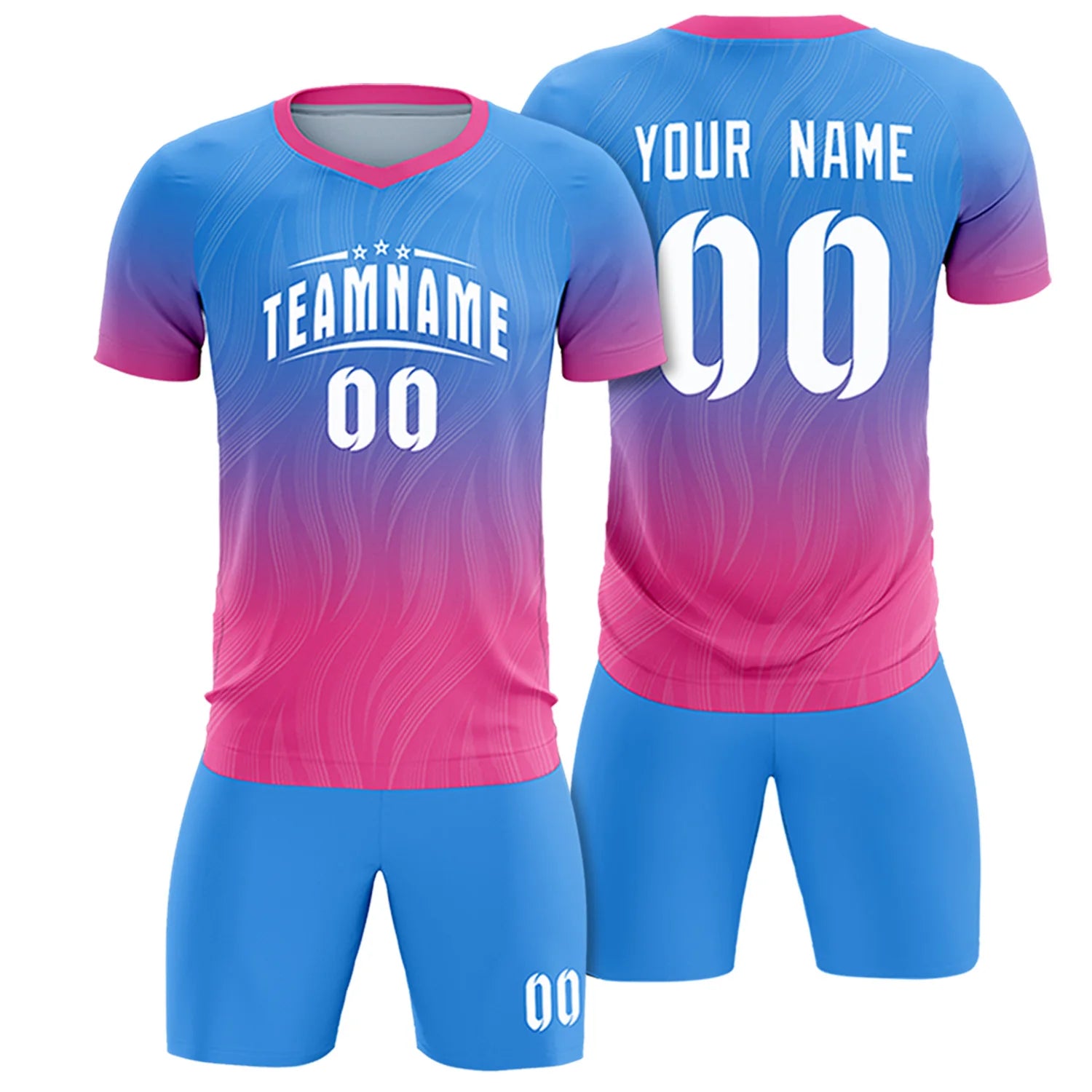 Custom Powder Blue Pink Printing Sportswear Soccer Sets Jersey