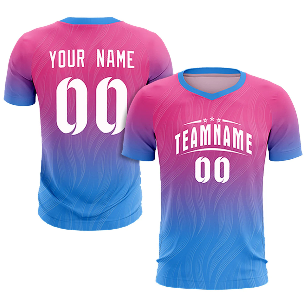 Custom Pink Powder Blue Printing Sportswear Soccer Sets Jersey