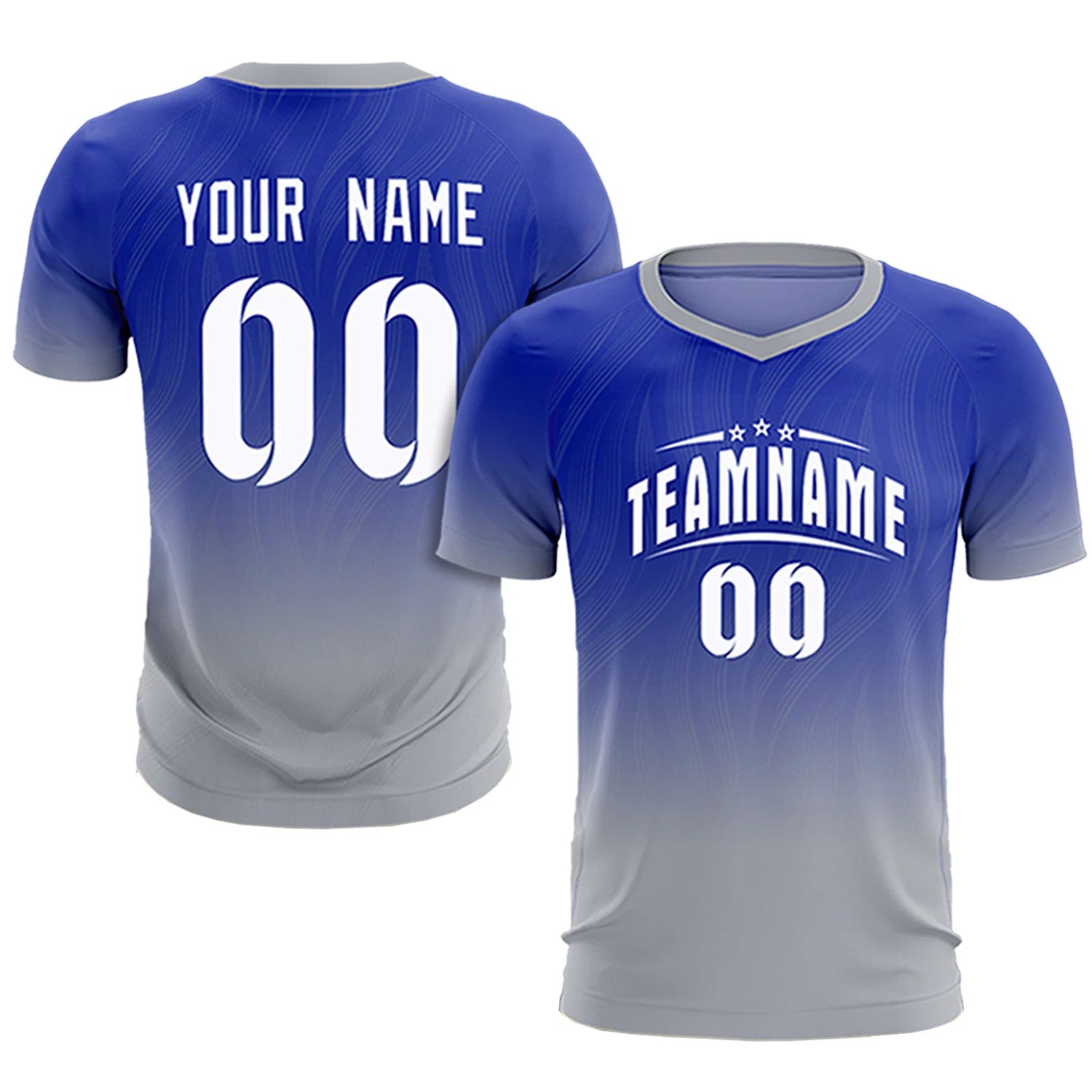 Custom Royal Blue Gray Printing Sportswear Soccer Sets Jersey