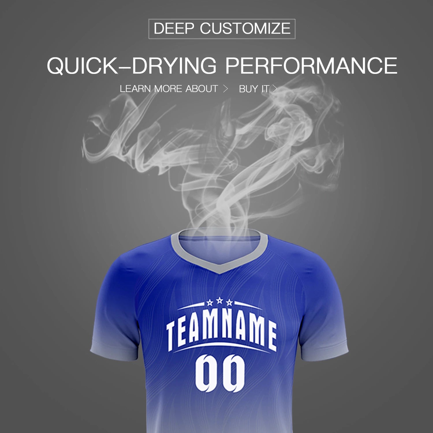 Custom Royal Blue Gray Printing Sportswear Soccer Sets Jersey