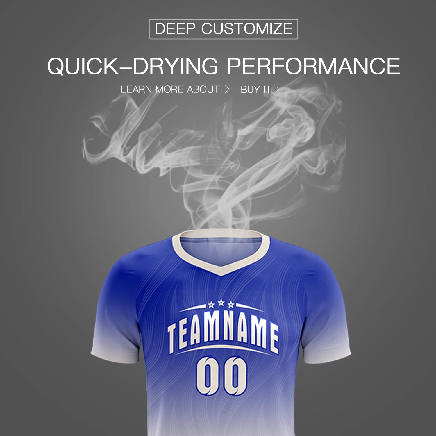 Custom Royal Blue Khaki Printing Sportswear Soccer Sets Jersey