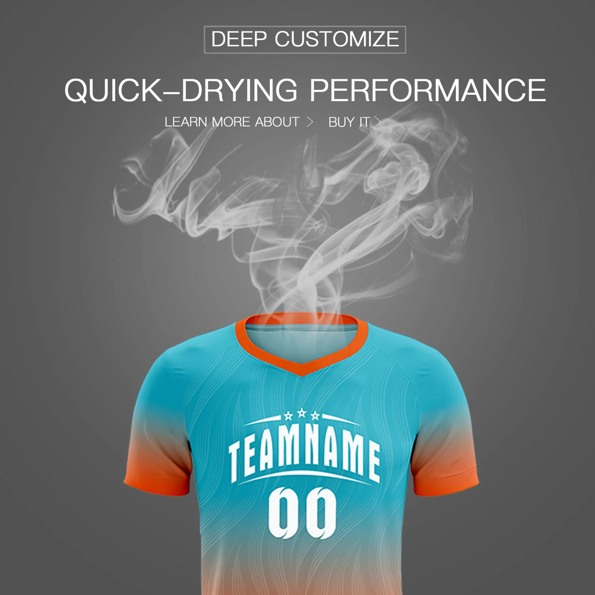 Custom SKy Blue Orange Printing Sportswear Soccer Sets Jersey