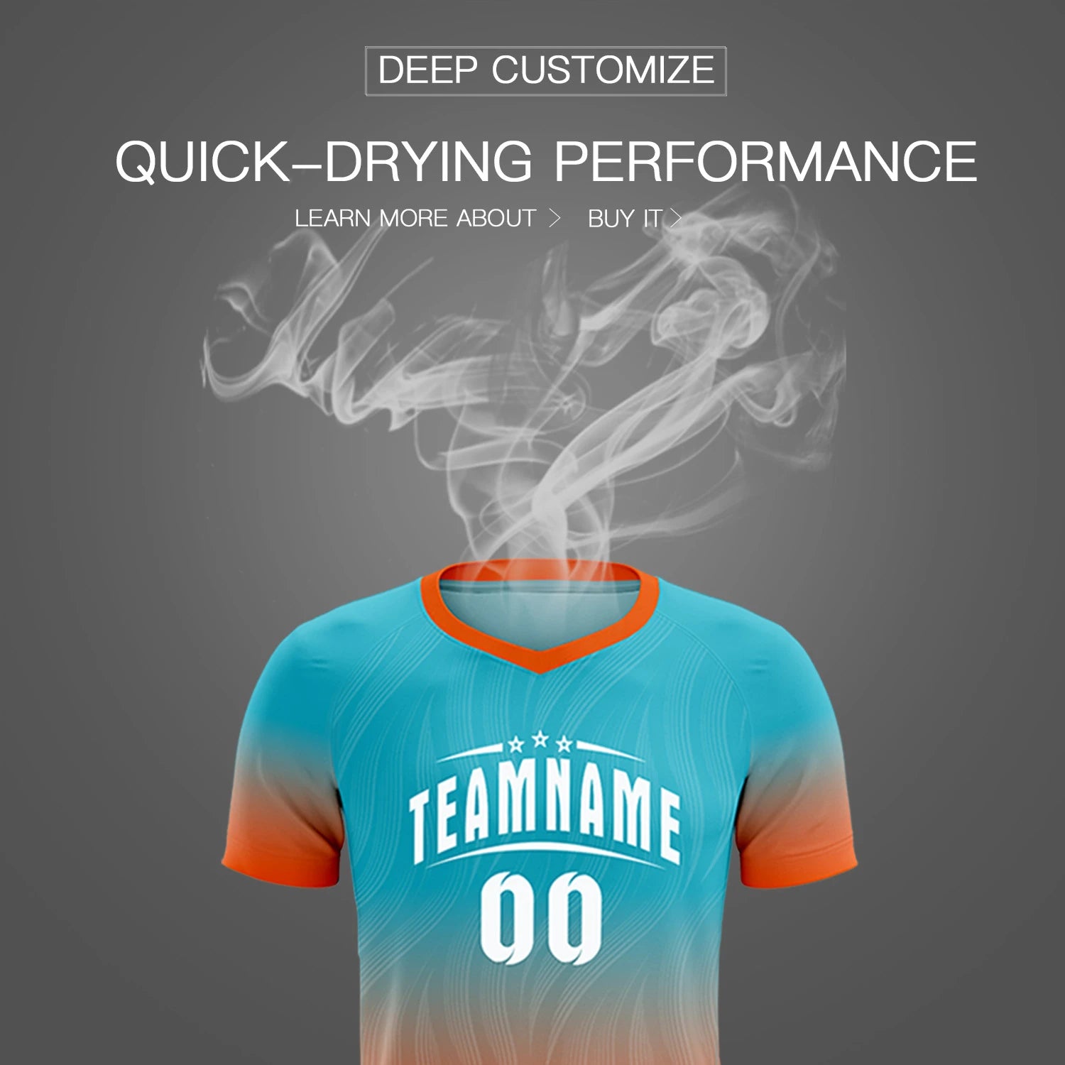 Custom SKy Blue Orange Printing Sportswear Soccer Sets Jersey