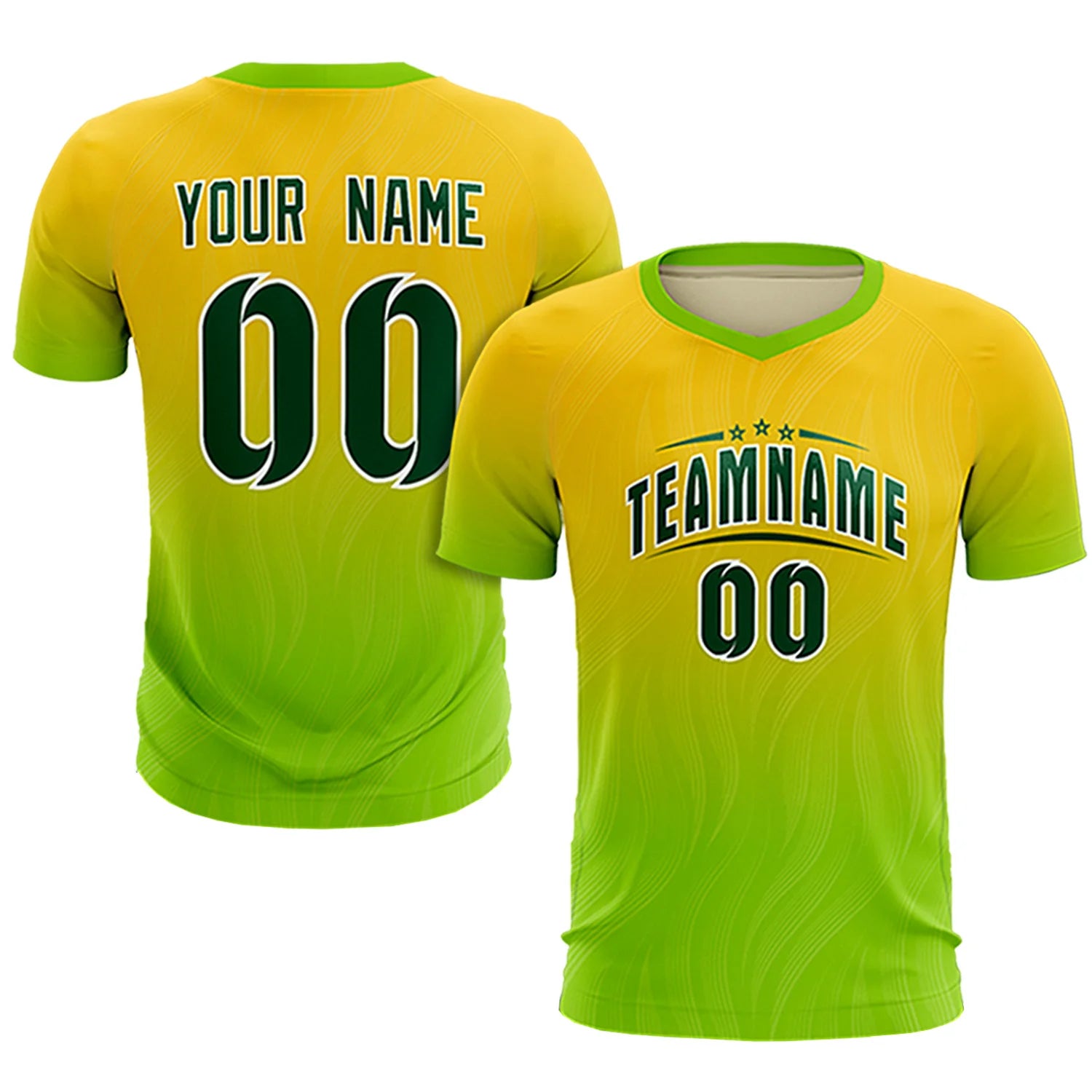 Custom Gold01 Neon Green Printing Sportswear Soccer Sets Jersey