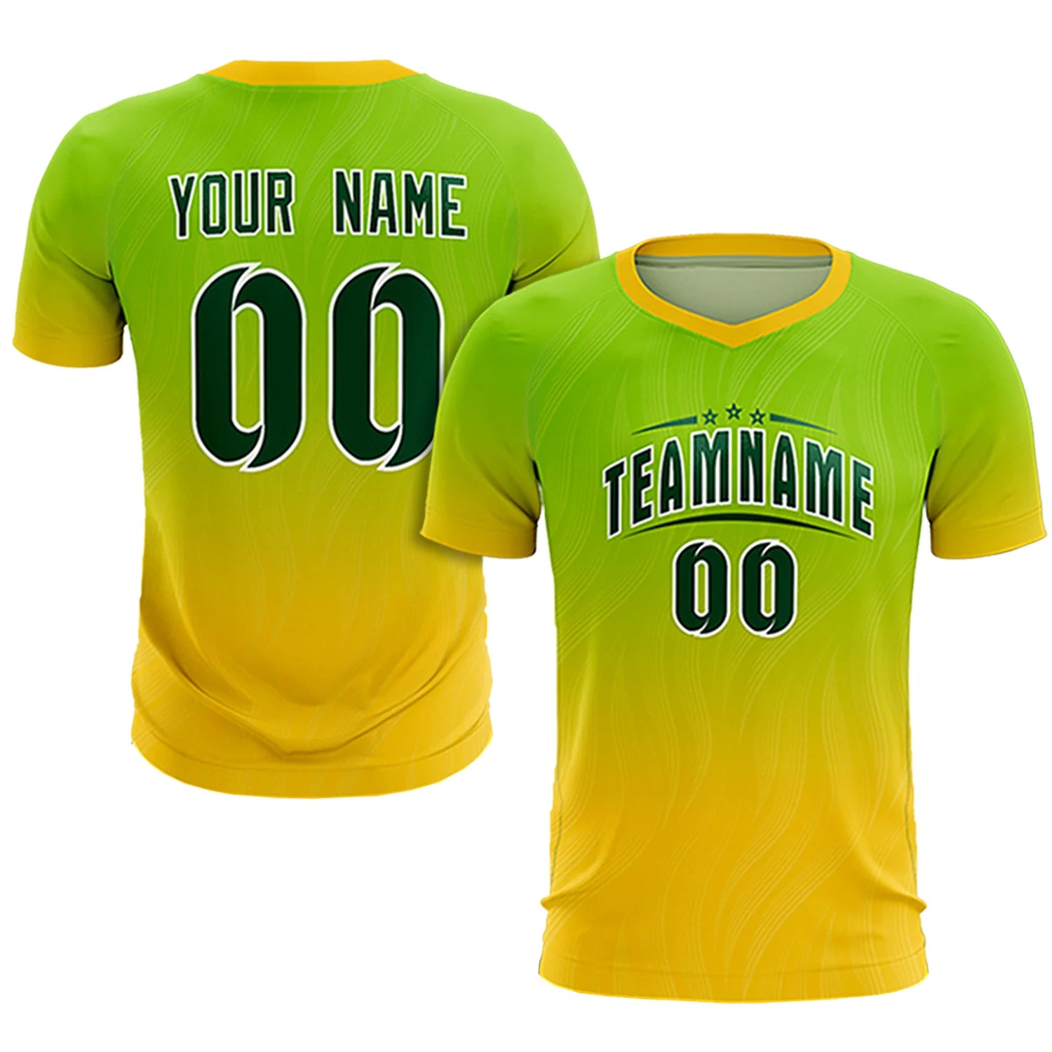 Custom Neon Green Gold01 Printing Sportswear Soccer Sets Jersey
