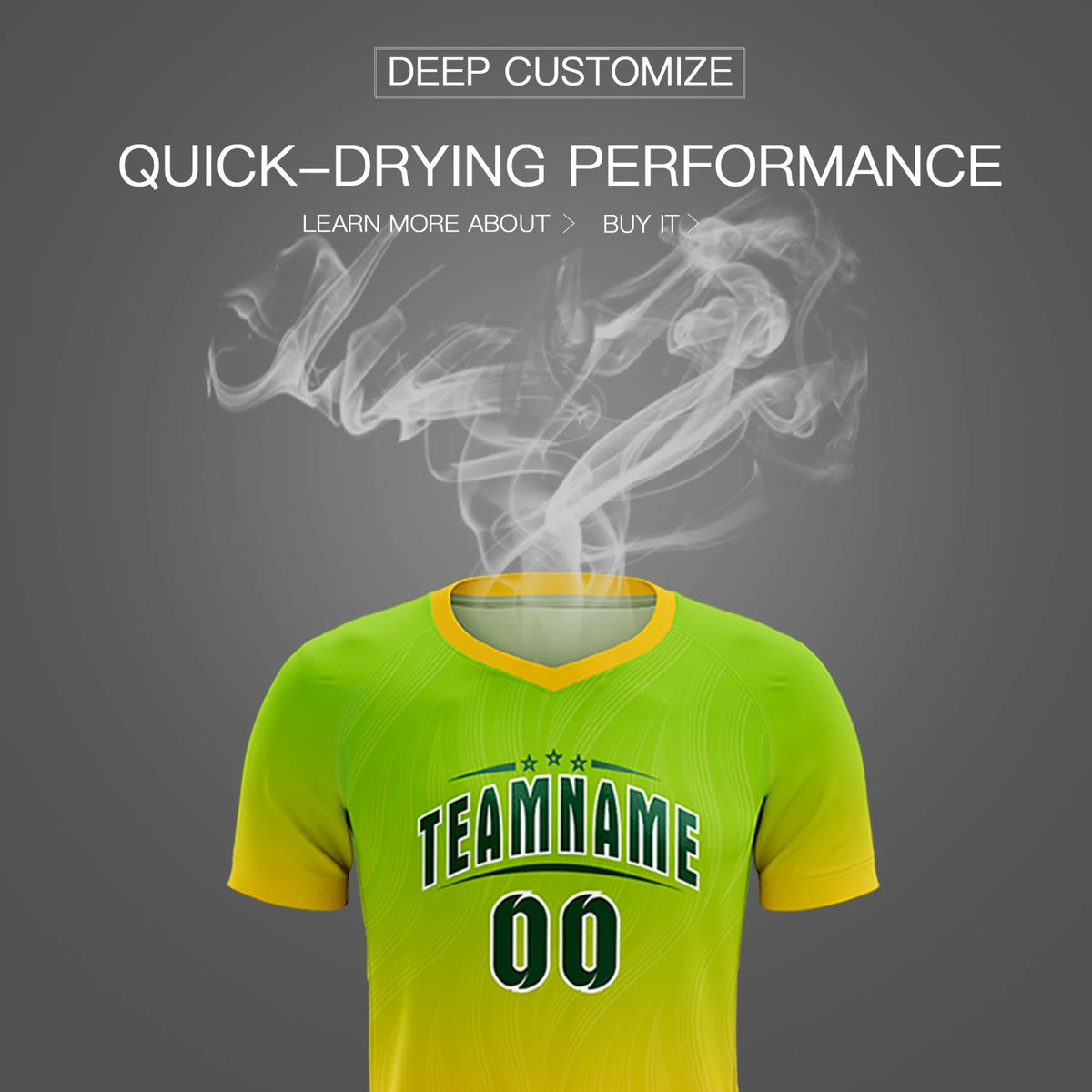 Custom Neon Green Gold01 Printing Sportswear Soccer Sets Jersey