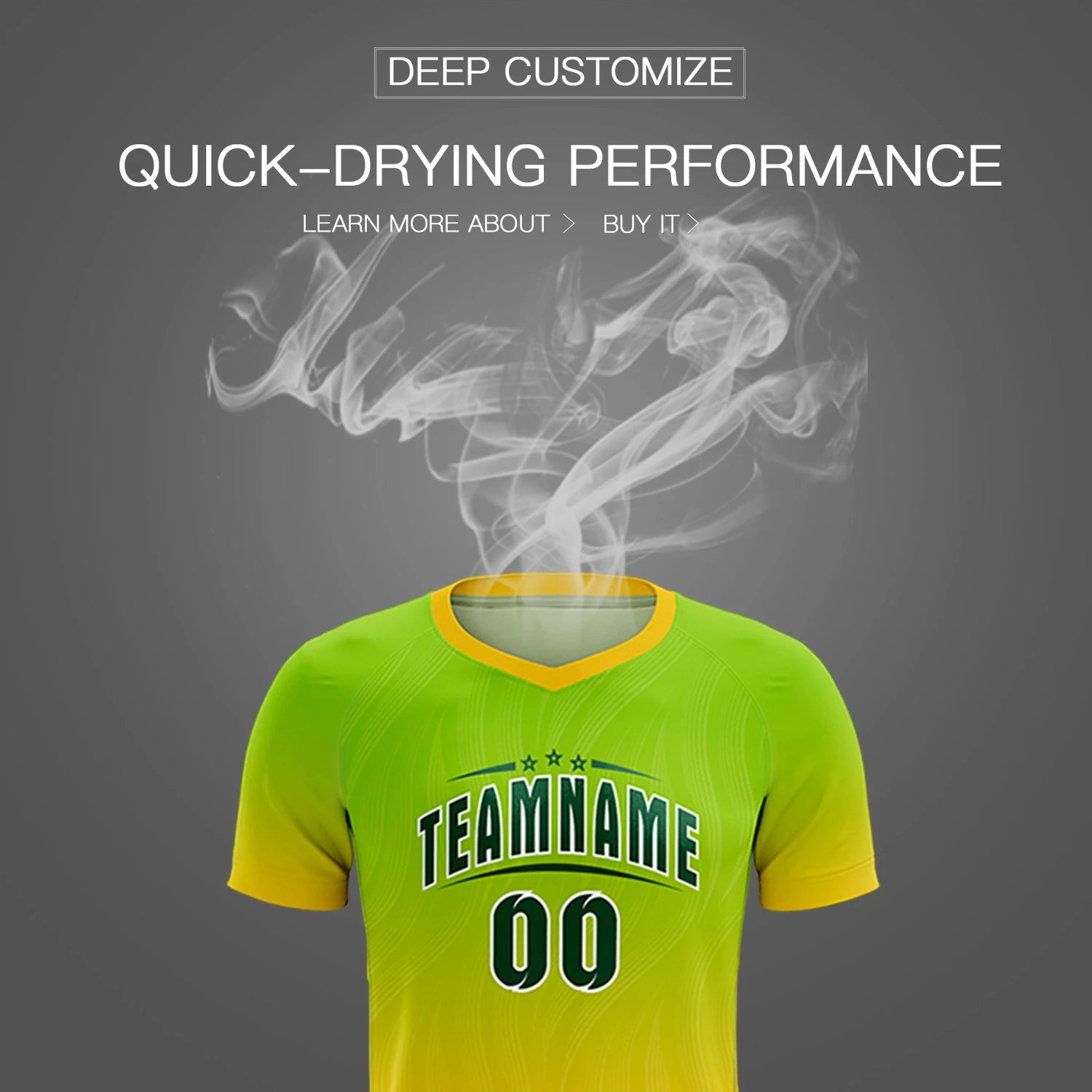 Custom Neon Green Gold01 Printing Sportswear Soccer Sets Jersey