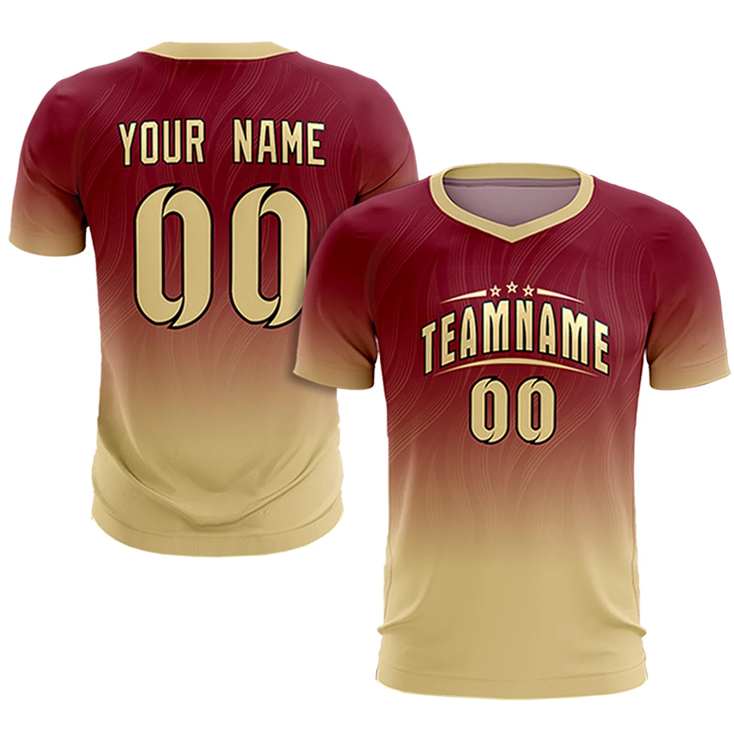 Custom Crimson Khaki Printing Sportswear Soccer Sets Jersey