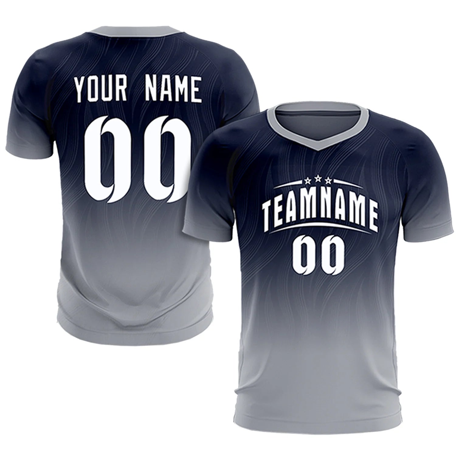 Custom Navy Gray Printing Sportswear Soccer Sets Jersey