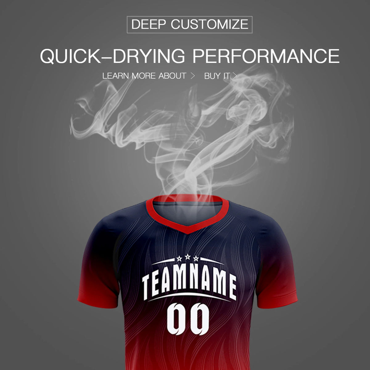 Custom Navy Red Printing Sportswear Soccer Sets Jersey