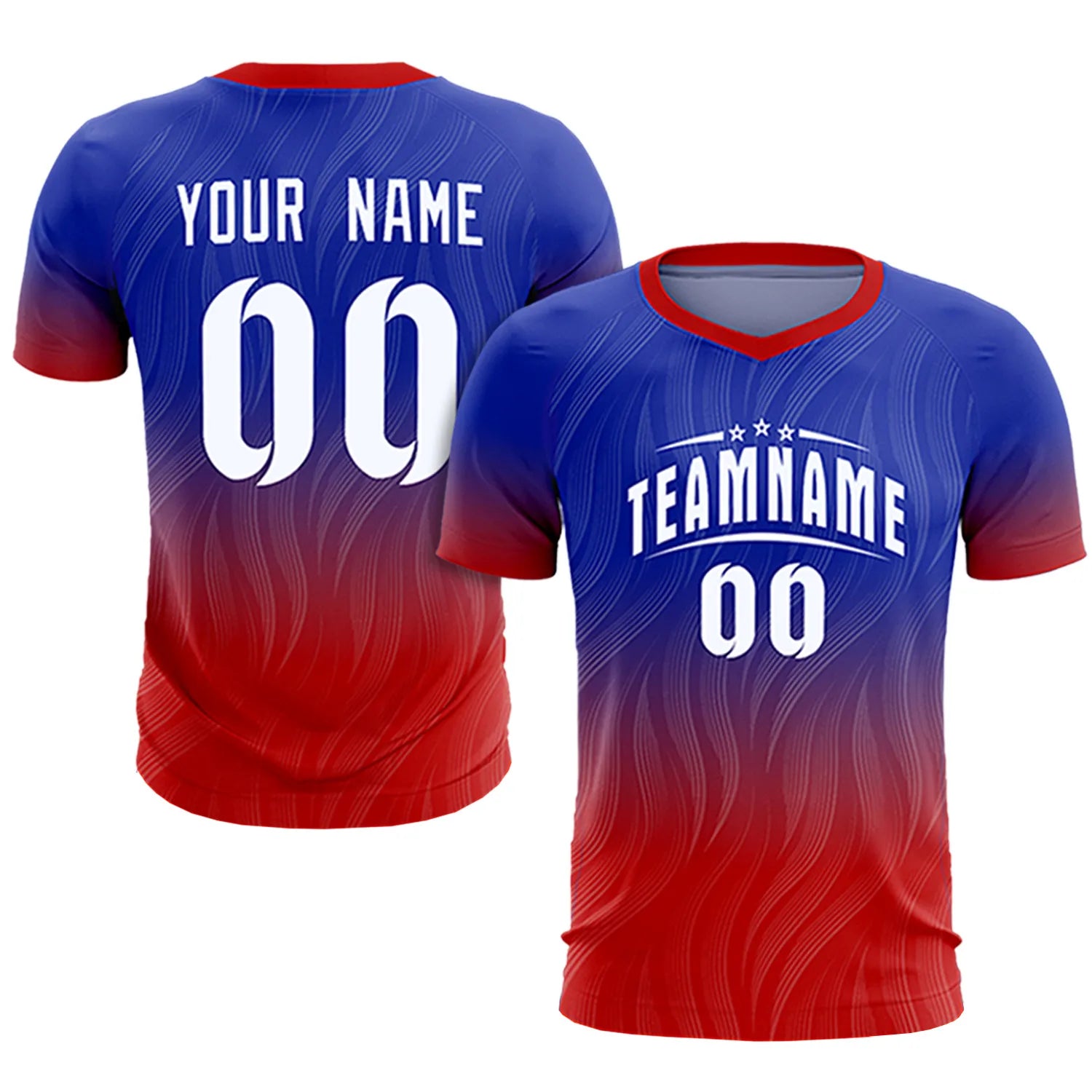 Custom Royal Blue Red Printing Sportswear Soccer Sets Jersey