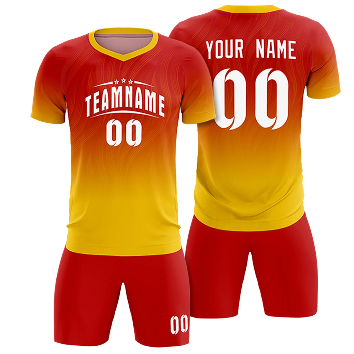 Custom Red Gold01 Printing Sportswear Soccer Sets Jersey