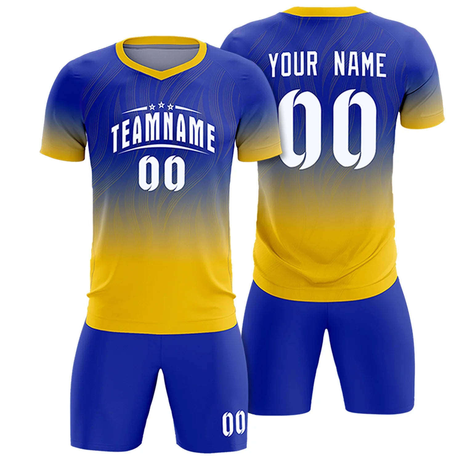 Custom Royal Blue Gold01 Printing Sportswear Soccer Sets Jersey