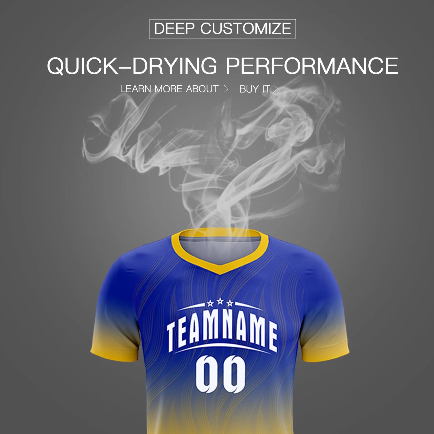 Custom Royal Blue Gold01 Printing Sportswear Soccer Sets Jersey