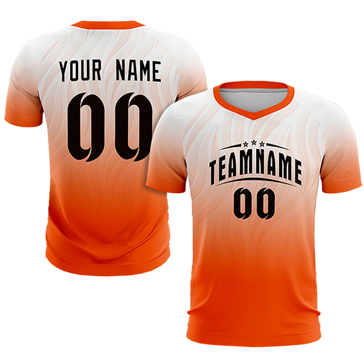 Custom White Orange Printing Sportswear Soccer Sets Jersey