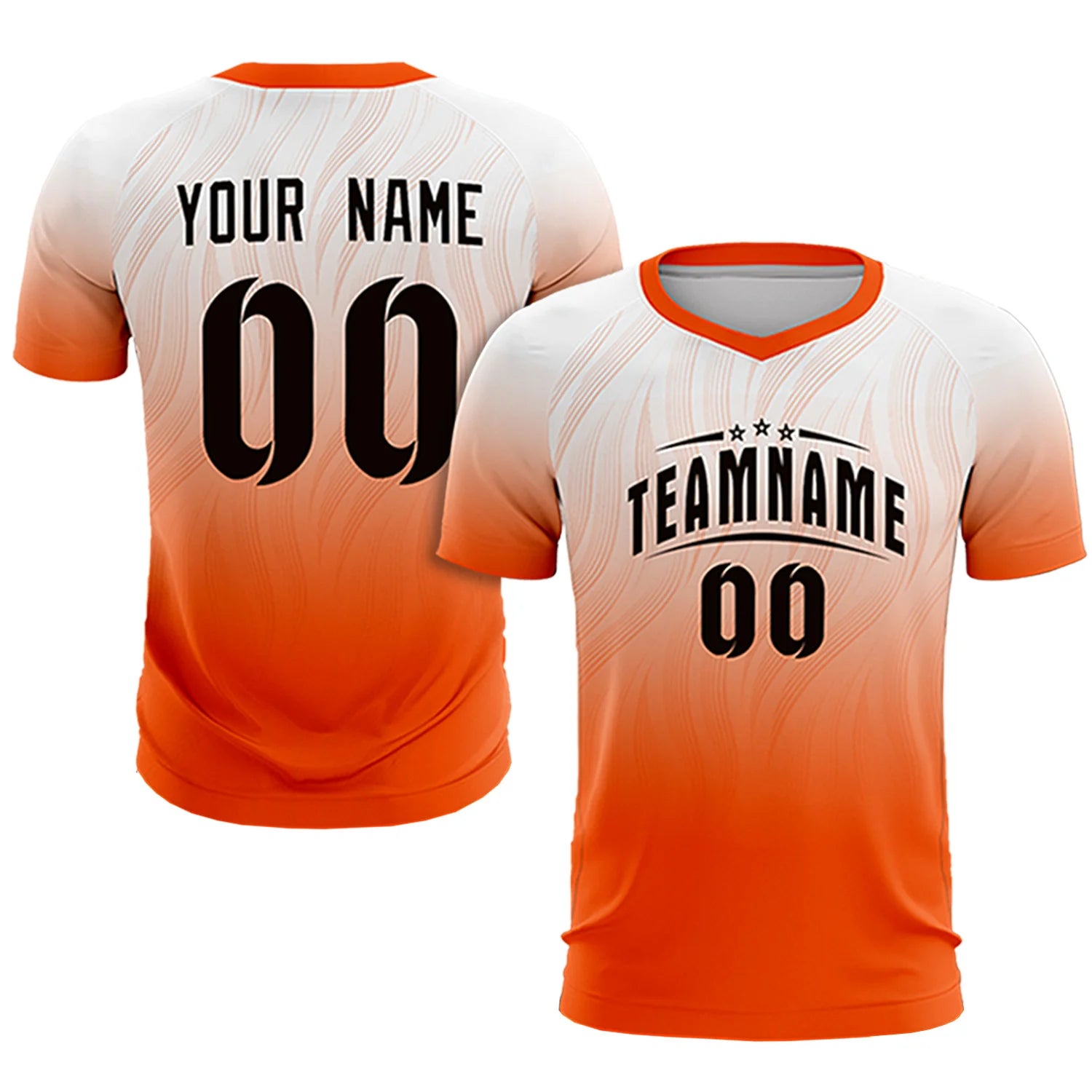 Custom White Orange Printing Sportswear Soccer Sets Jersey