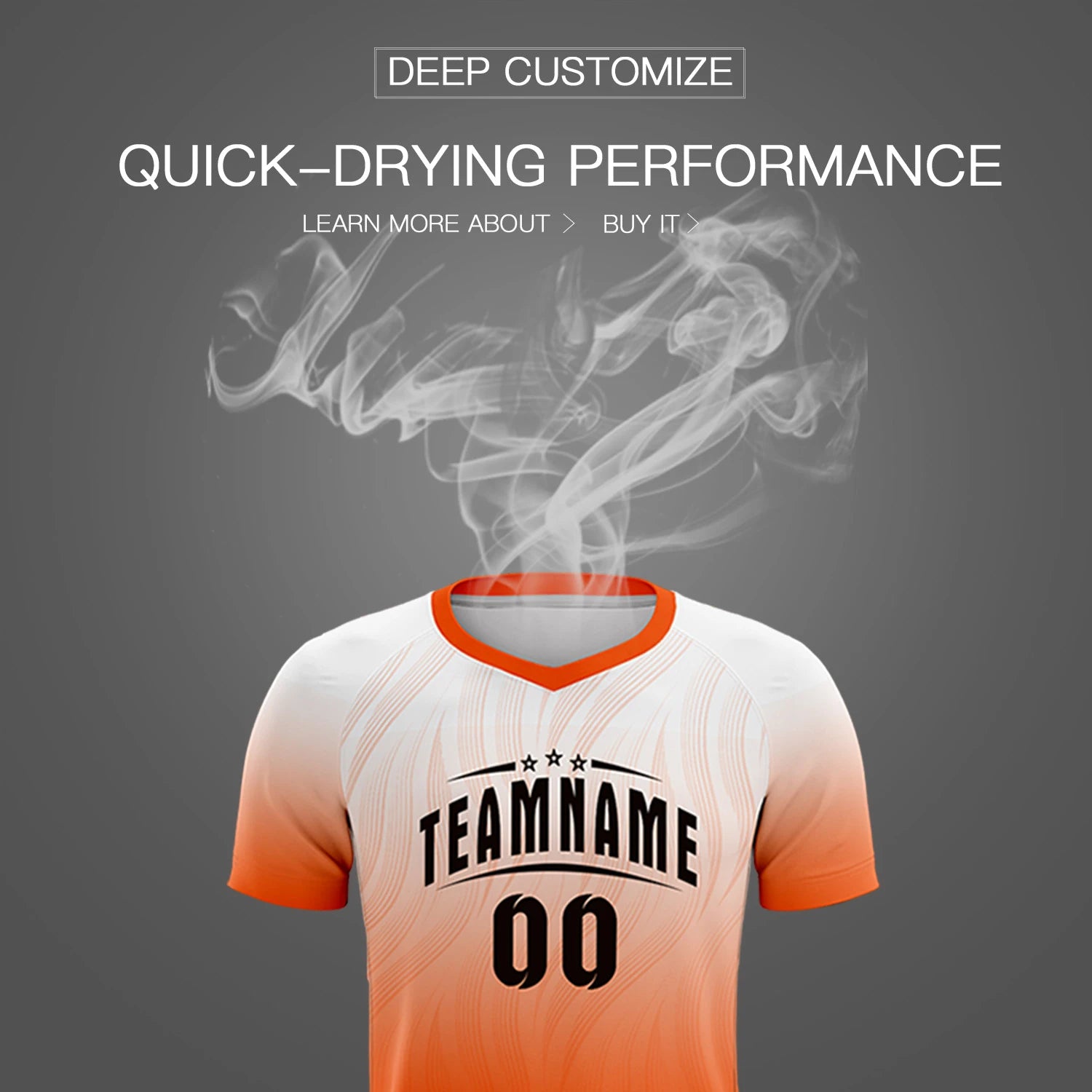 Custom White Orange Printing Sportswear Soccer Sets Jersey