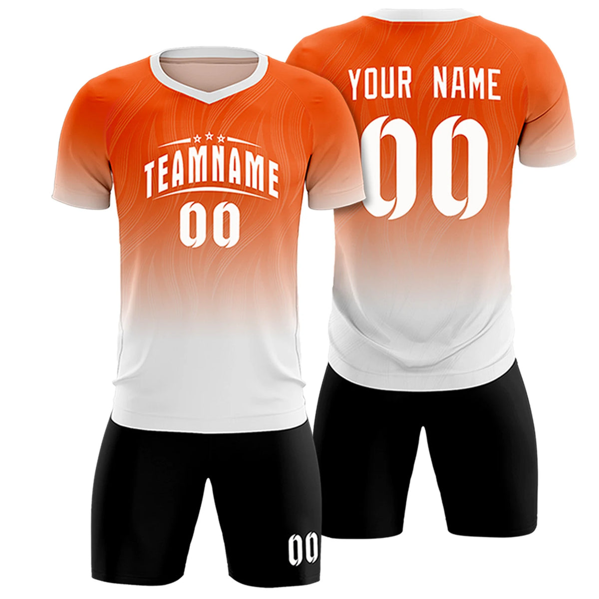 Custom Orange White Printing Sportswear Soccer Sets Jersey