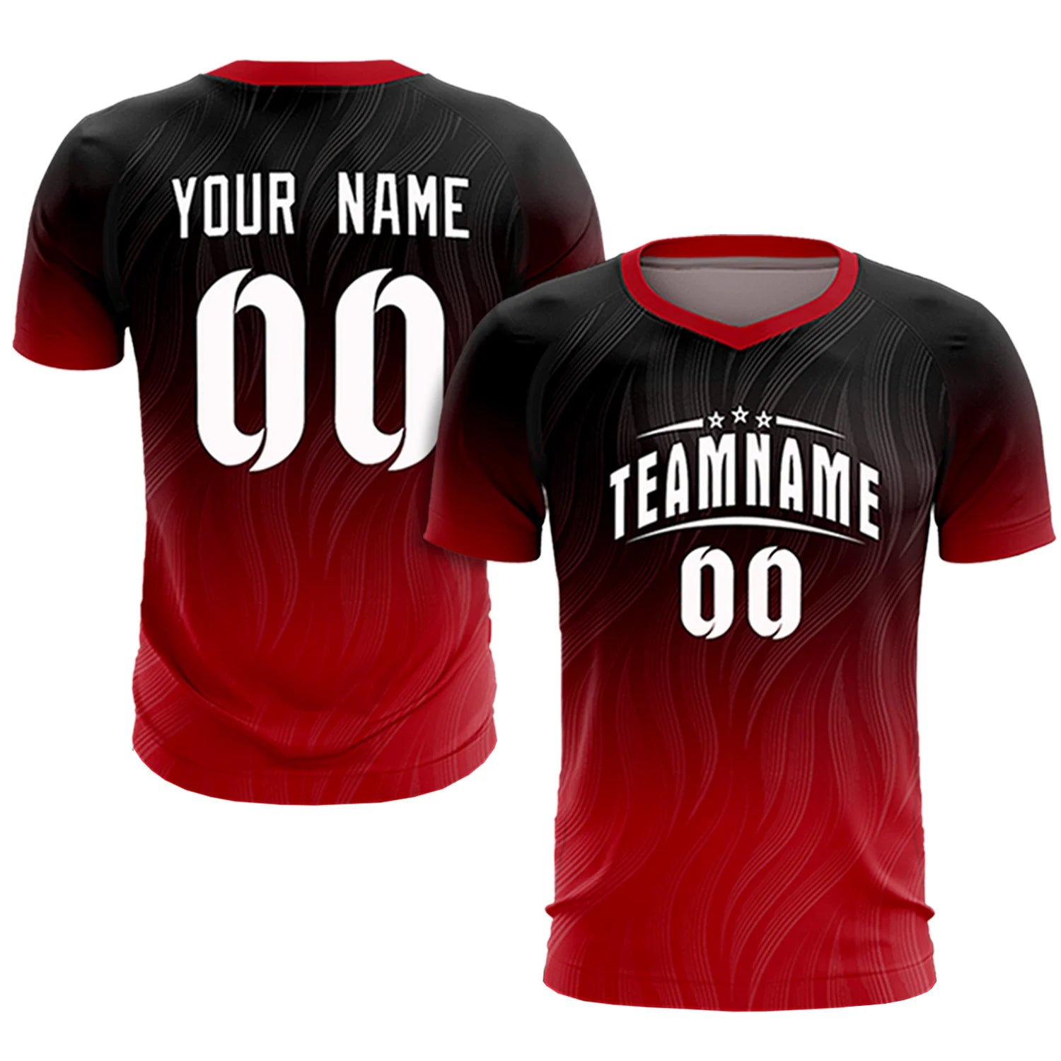 Custom Black Red Printing Sportswear Soccer Sets Jersey