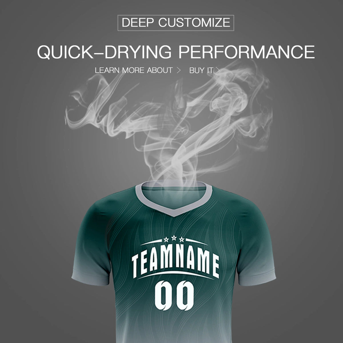 Custom Midnight Green Gray Printing Sportswear Soccer Sets Jersey