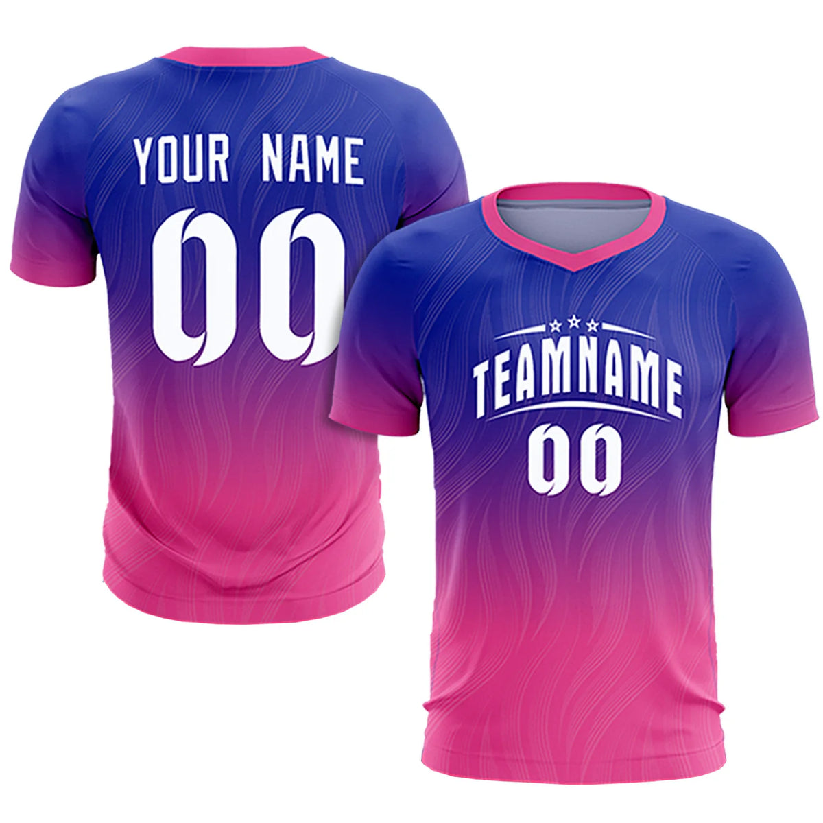 Custom Royal Blue Pink Printing Sportswear Soccer Sets Jersey