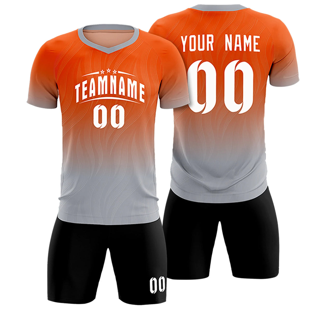 Custom Orange Gray Printing Sportswear Soccer Sets Jersey