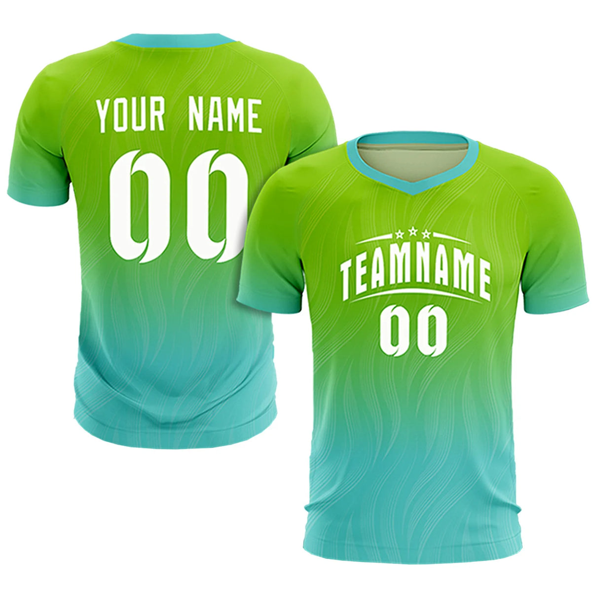 Custom Neon Green Aqua Printing Sportswear Soccer Sets Jersey
