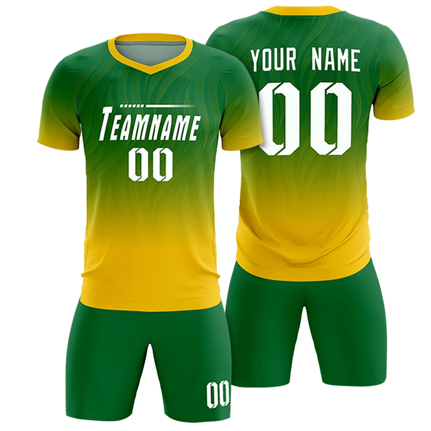 Custom Kelly Green Gold01 Printing Sportswear Soccer Sets Jersey