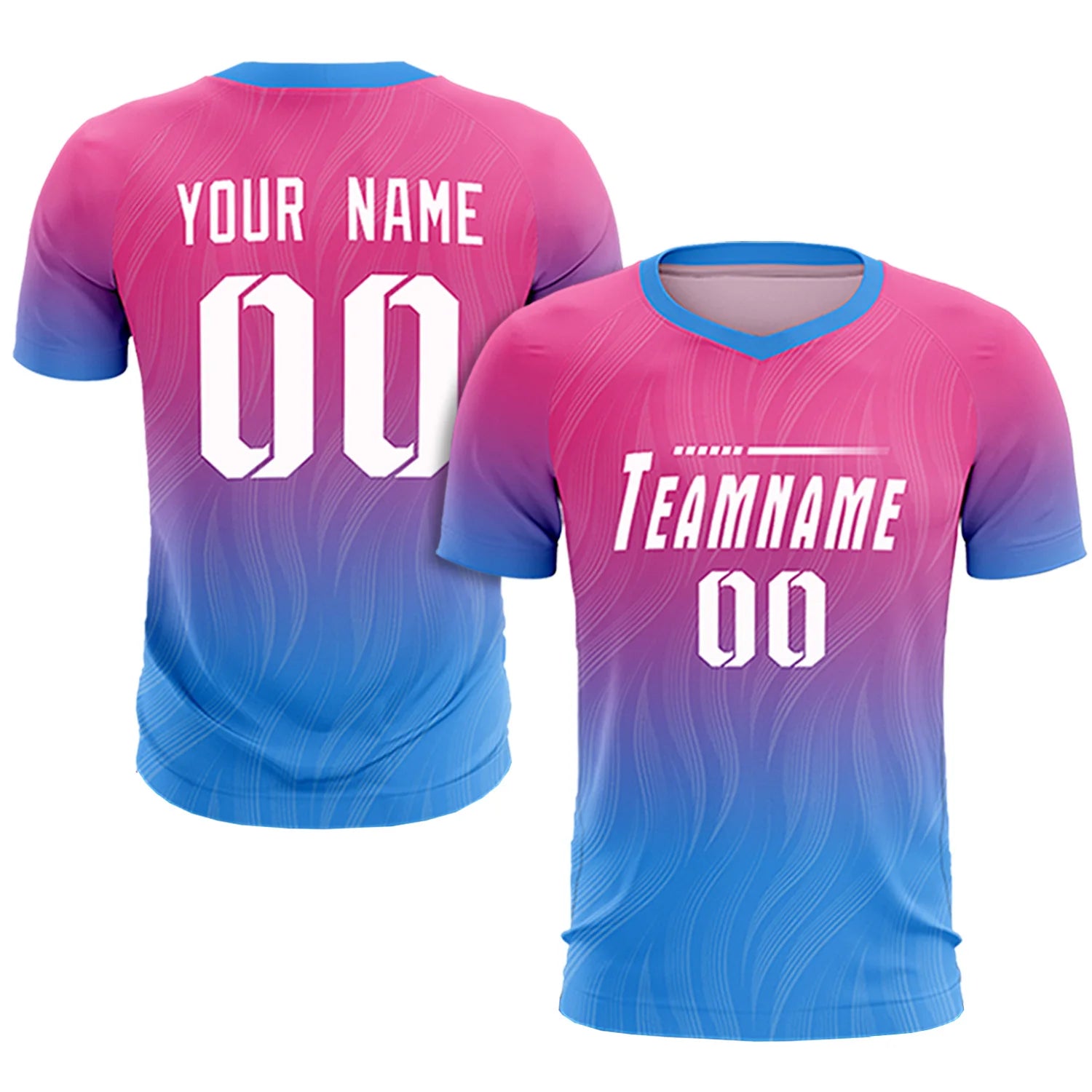 Custom Pink Powder Blue Printing Sportswear Soccer Sets Jersey