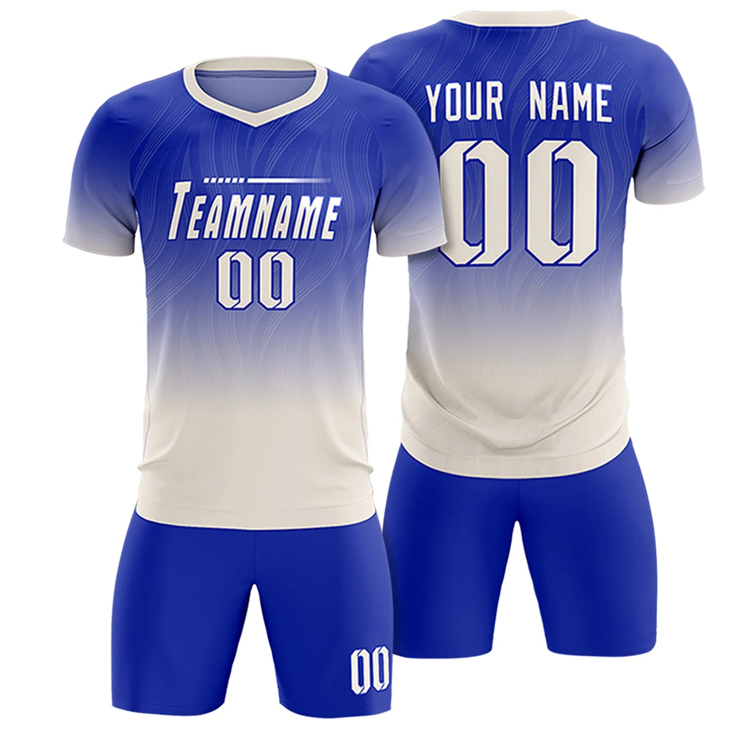 Custom Royal Blue Khaki Printing Sportswear Soccer Sets Jersey