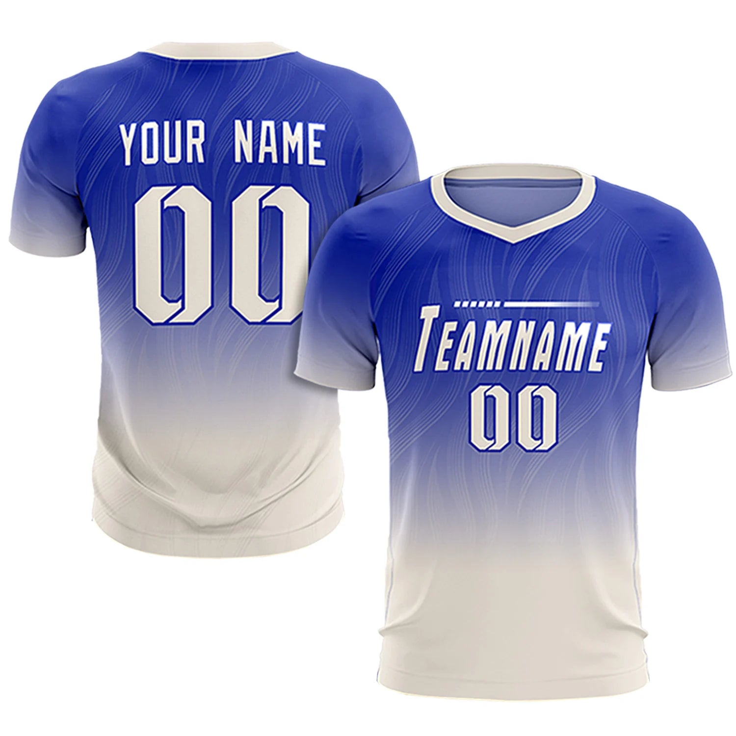 Custom Royal Blue Khaki Printing Sportswear Soccer Sets Jersey