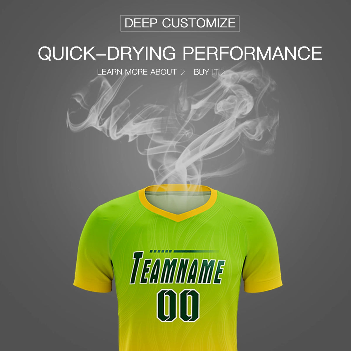 Custom Neon Green Gold01 Printing Sportswear Soccer Sets Jersey