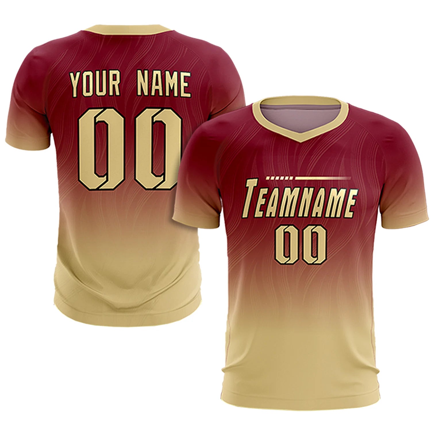 Custom Crimson Khaki Printing Sportswear Soccer Sets Jersey