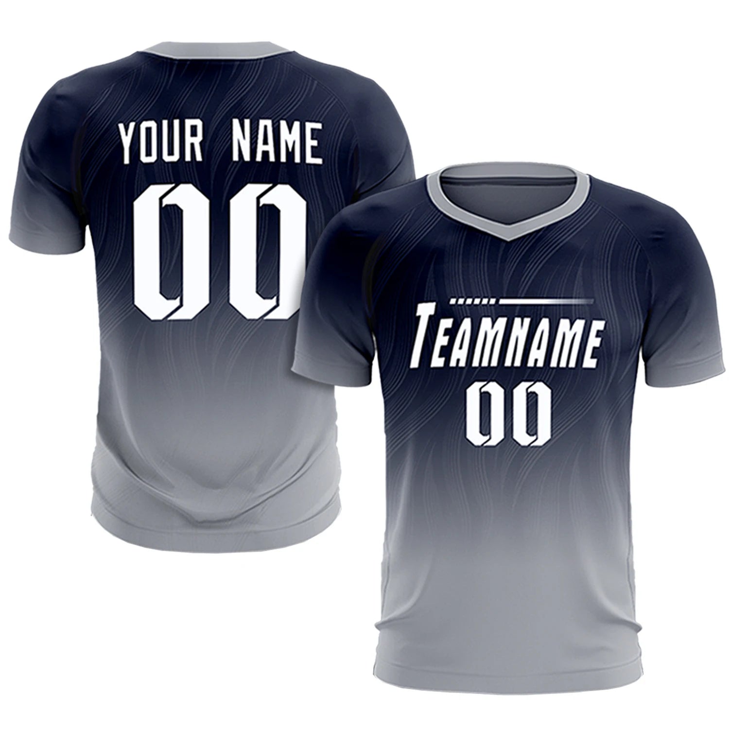 Custom Navy Gray Printing Sportswear Soccer Sets Jersey