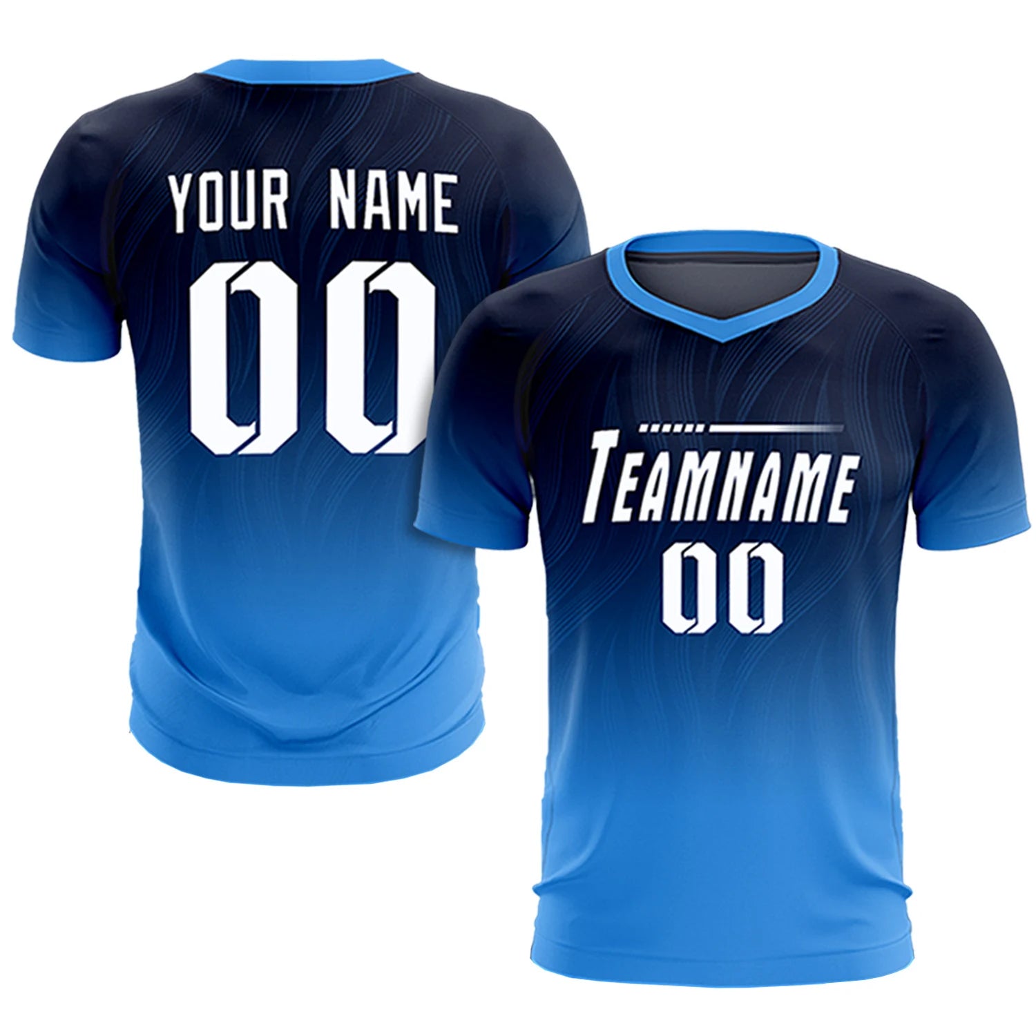 Custom Navy Powder Blue Printing Sportswear Soccer Sets Jersey