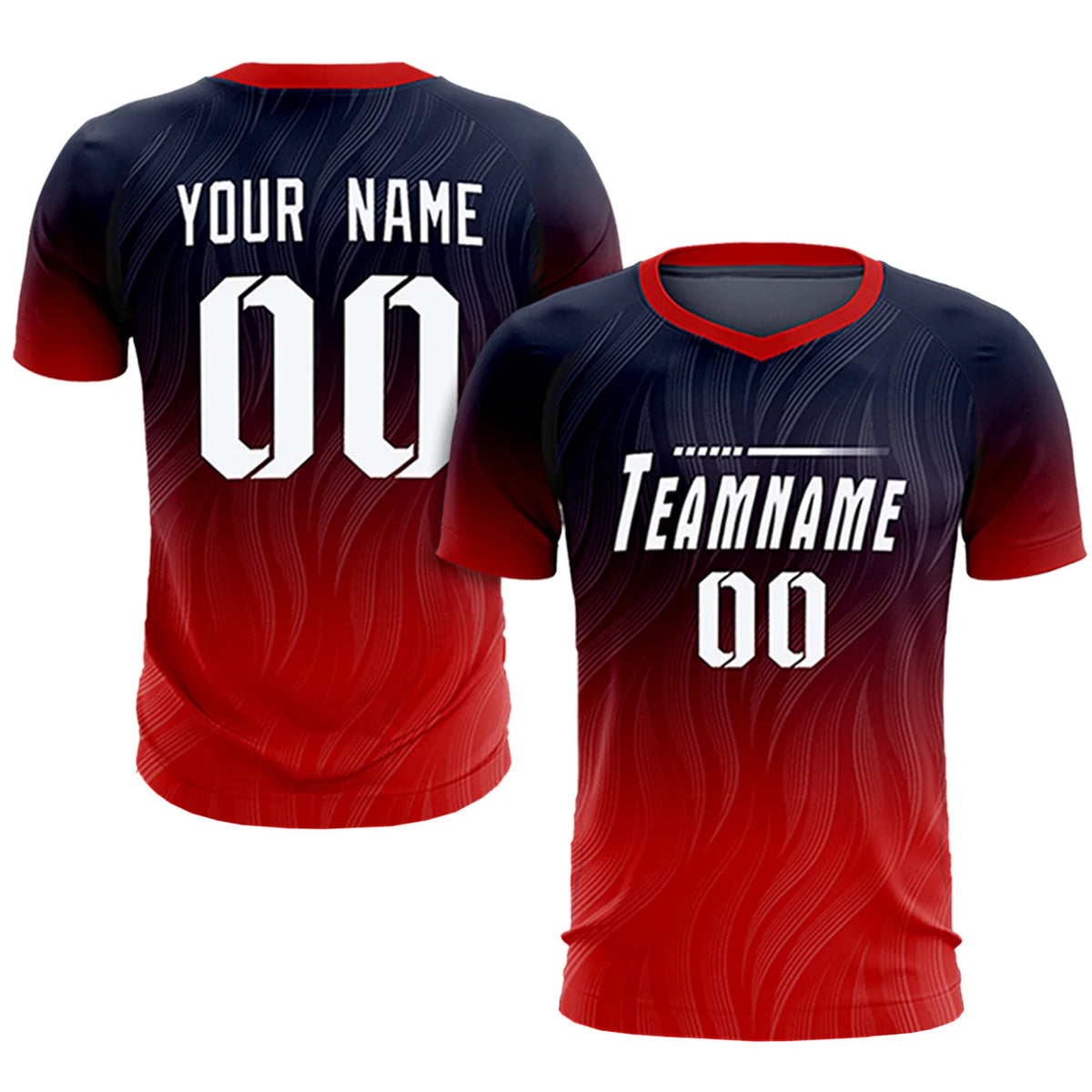 Custom Navy Red Printing Sportswear Soccer Sets Jersey