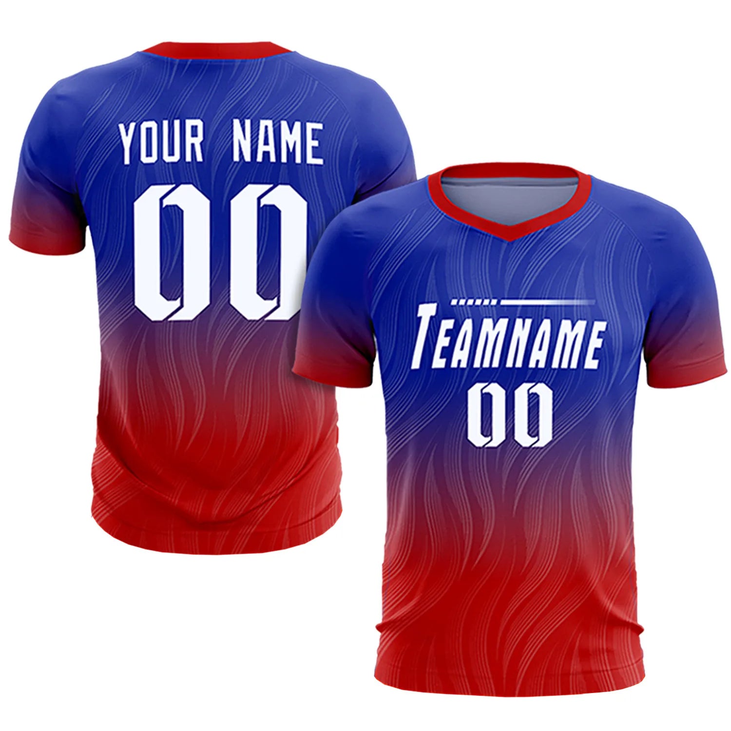 Custom Royal Blue Red Printing Sportswear Soccer Sets Jersey
