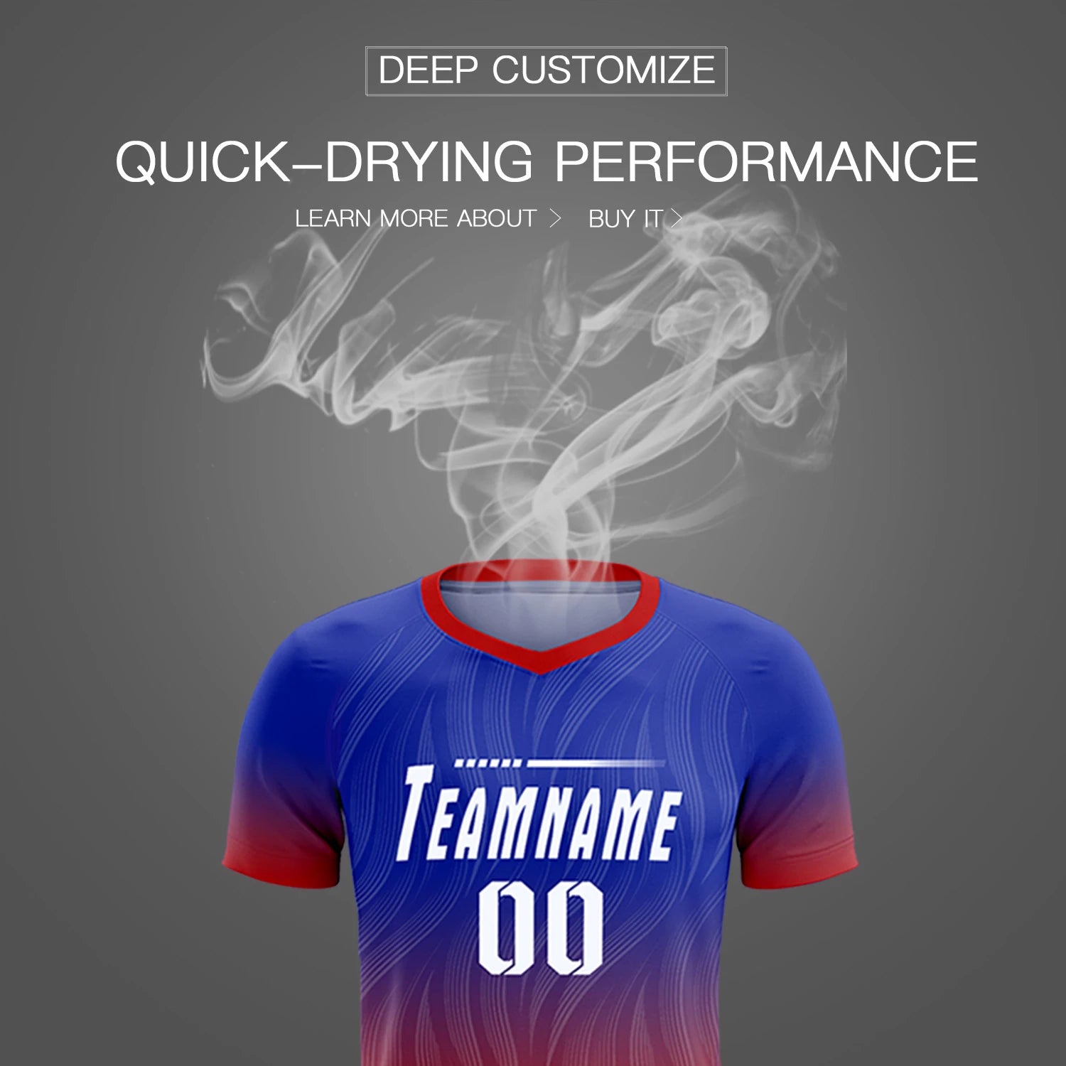 Custom Royal Blue Red Printing Sportswear Soccer Sets Jersey