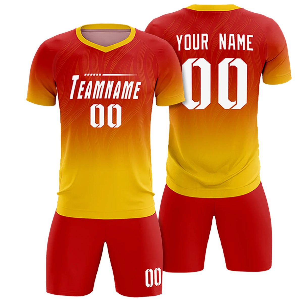 Custom Red Gold01 Printing Sportswear Soccer Sets Jersey
