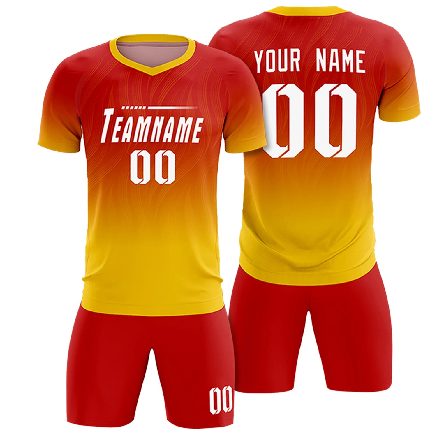 Custom Red Gold01 Printing Sportswear Soccer Sets Jersey