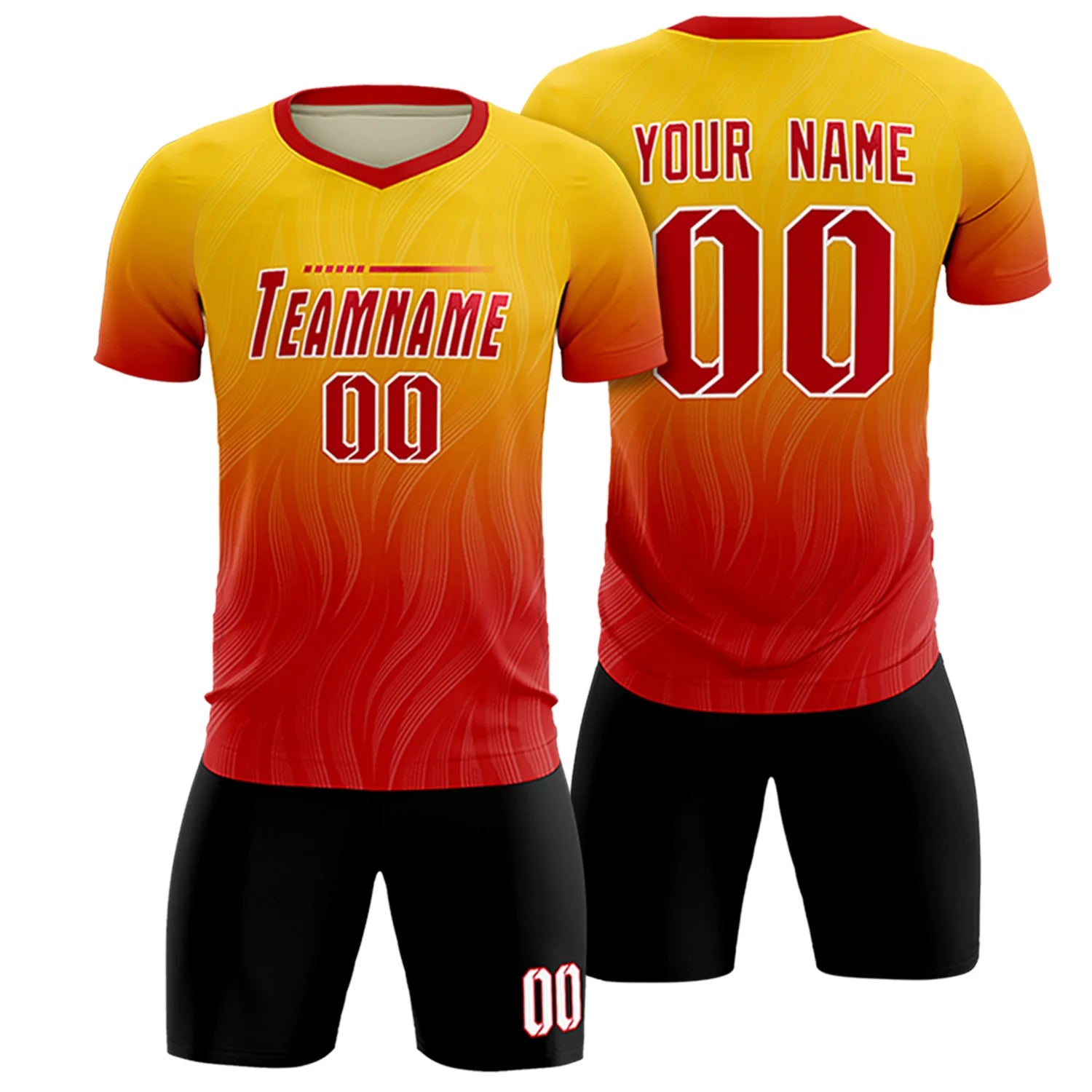 Custom Gold01 Red Printing Sportswear Soccer Sets Jersey