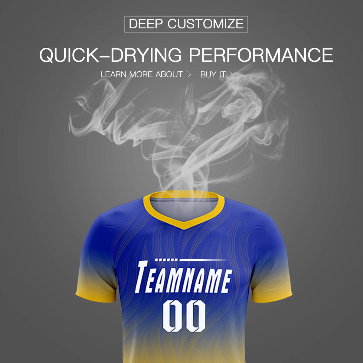 Custom Royal Blue Gold01 Printing Sportswear Soccer Sets Jersey