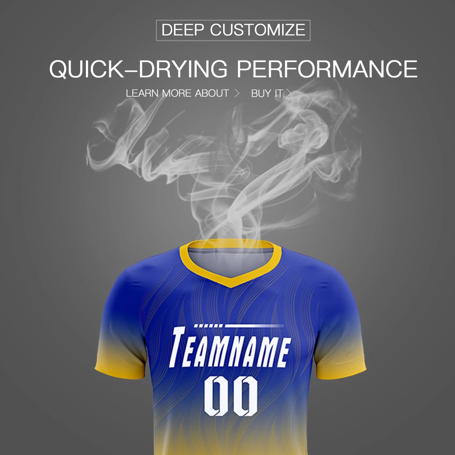 Custom Royal Blue Gold01 Printing Sportswear Soccer Sets Jersey