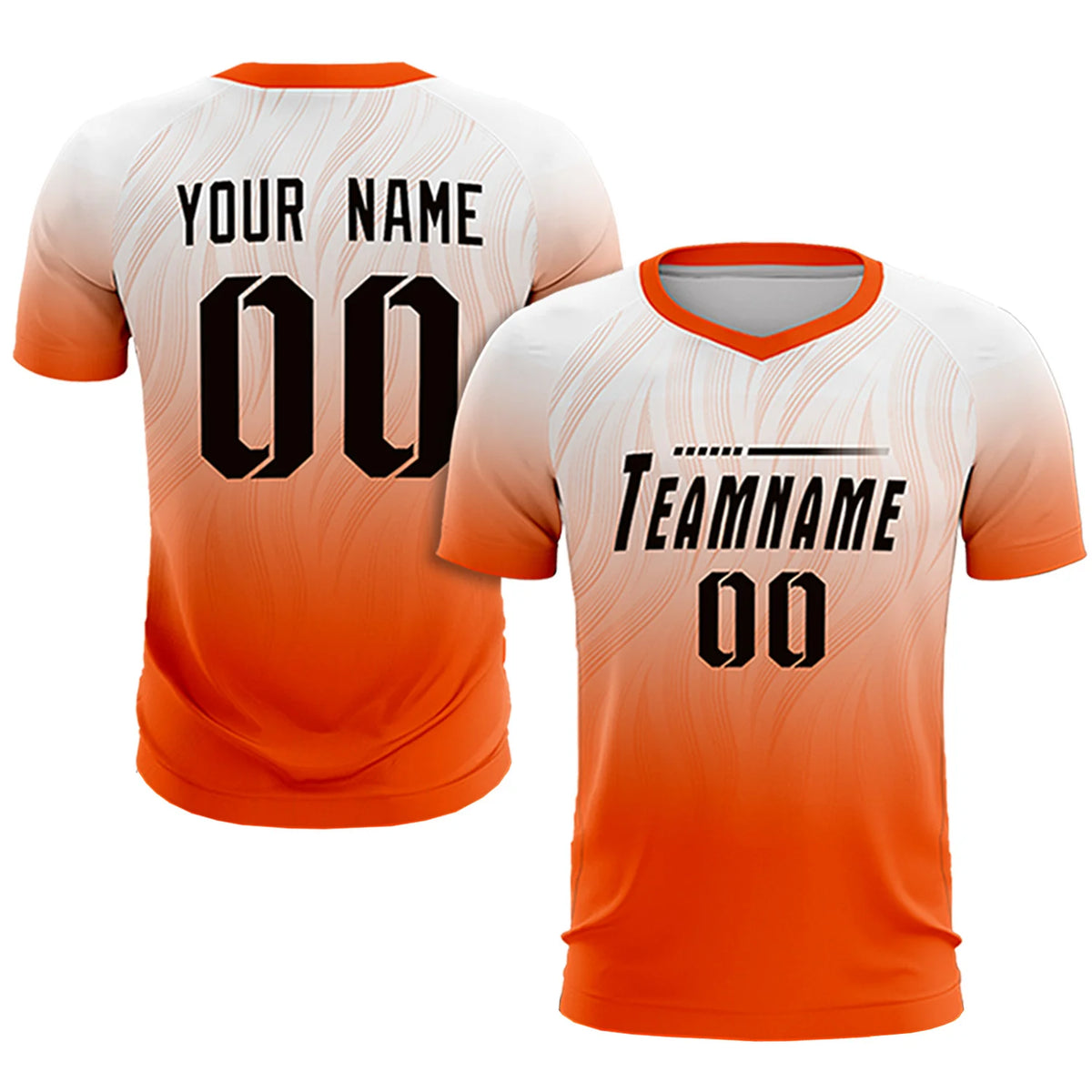 Custom White Orange Printing Sportswear Soccer Sets Jersey