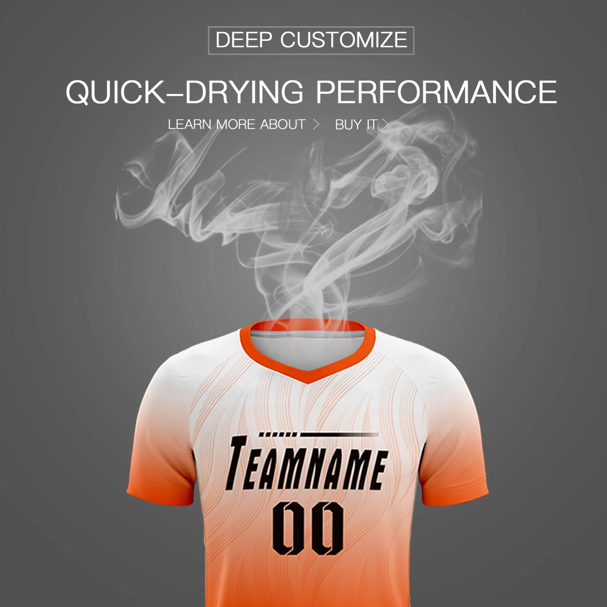 Custom White Orange Printing Sportswear Soccer Sets Jersey