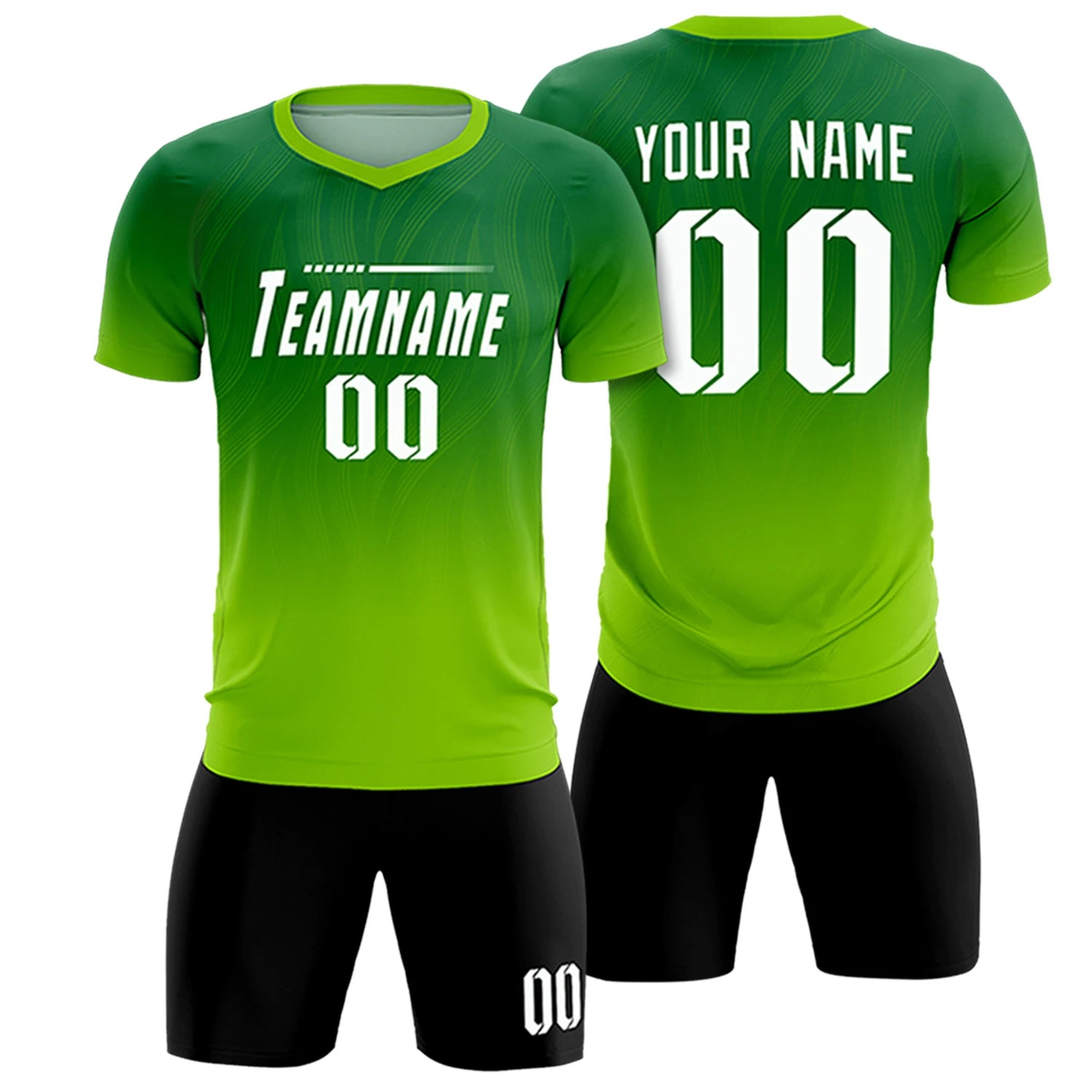 Custom Kelly Green Neon Green Printing Sportswear Soccer Sets Jersey