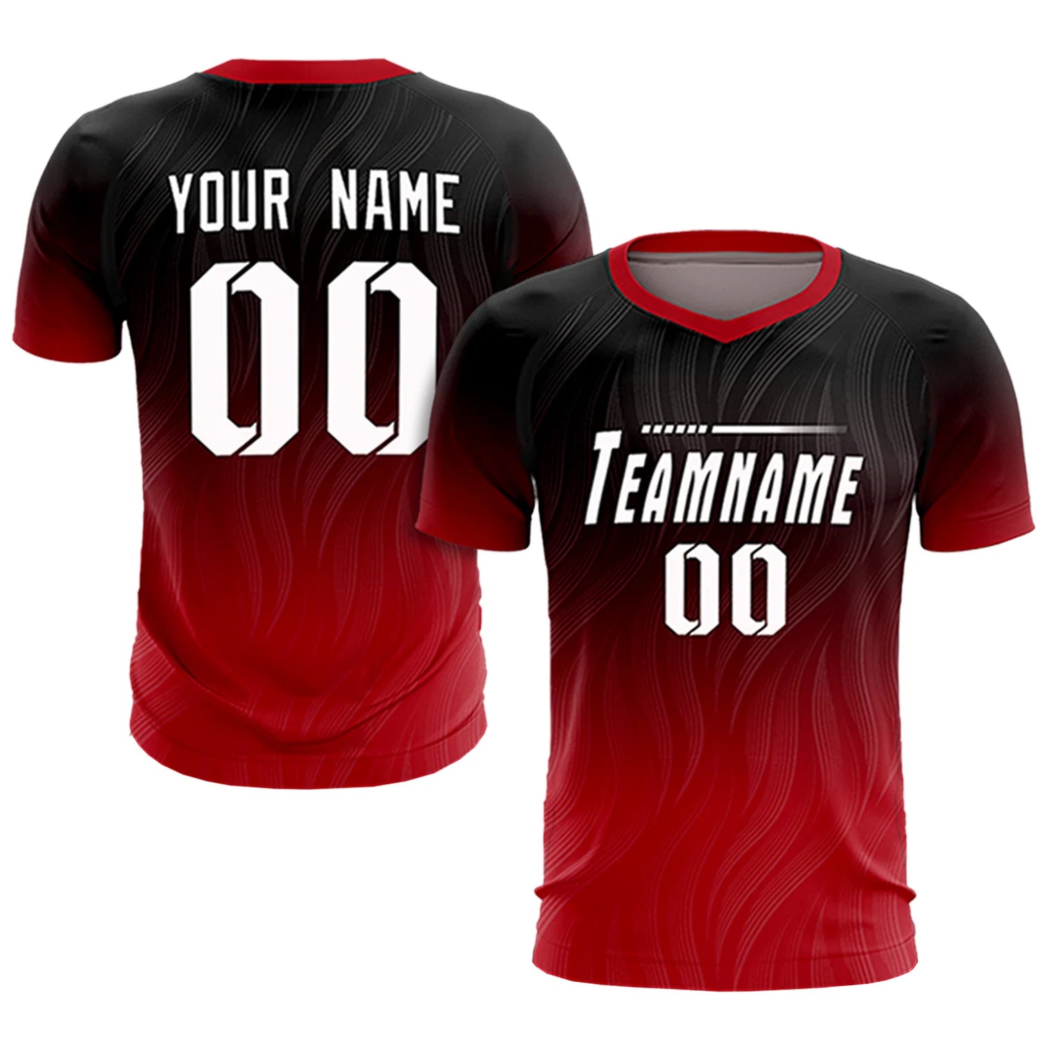 Custom Black Red Printing Sportswear Soccer Sets Jersey