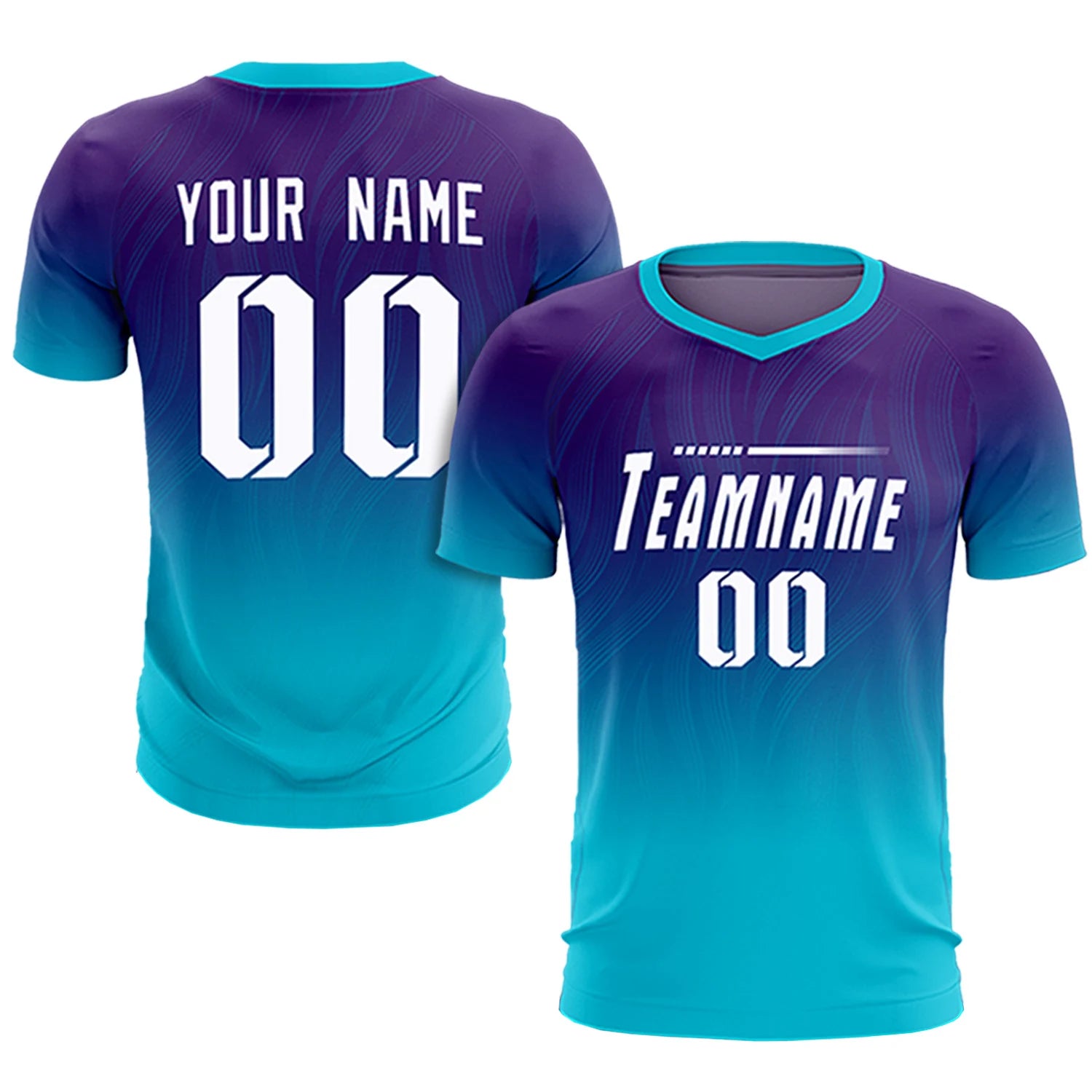 Custom Purple Sky Blue Printing Sportswear Soccer Sets Jersey